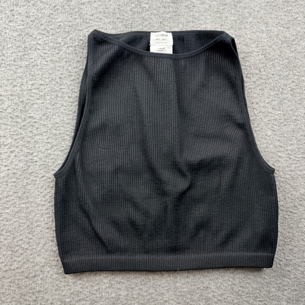 Cotton On Ribbed High Neck Seamless Tank‎ Top Black M/L